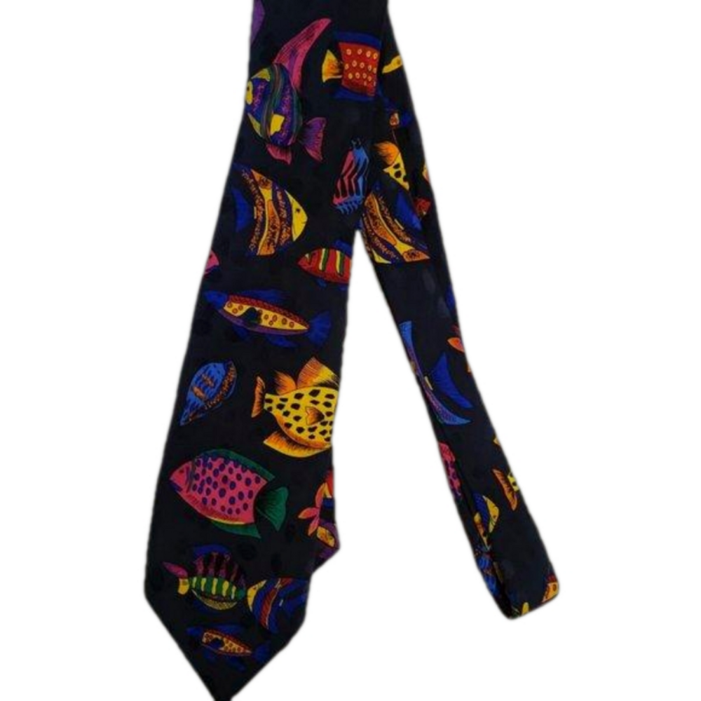 Men's Novelty Tie - Colorful Fish Design, OS